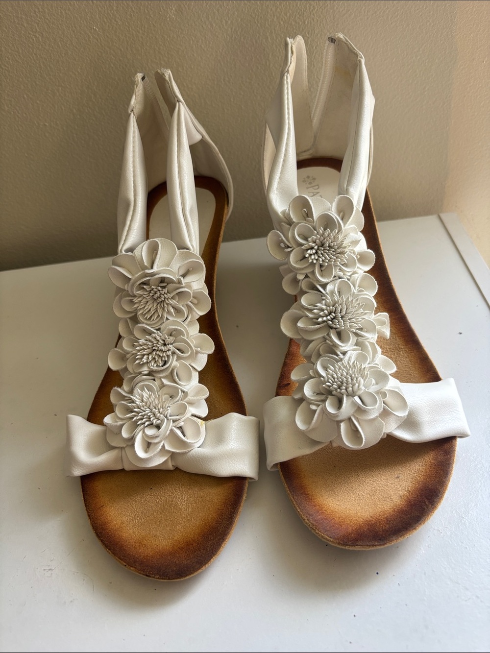 Patrizia Women’s Floral T-Strap Sandals - White
